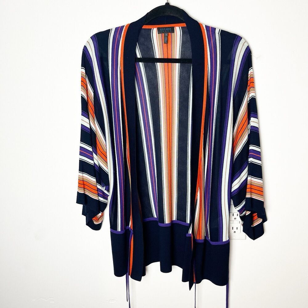 ESCADA Sport Stripped Wrap Cardigan Retro Small Silk Blend​​